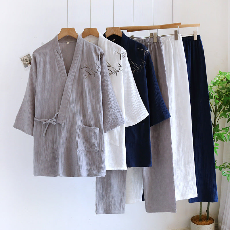 Double-layered Crepe Bamboo-patterned Hanfu Summer Pajamas