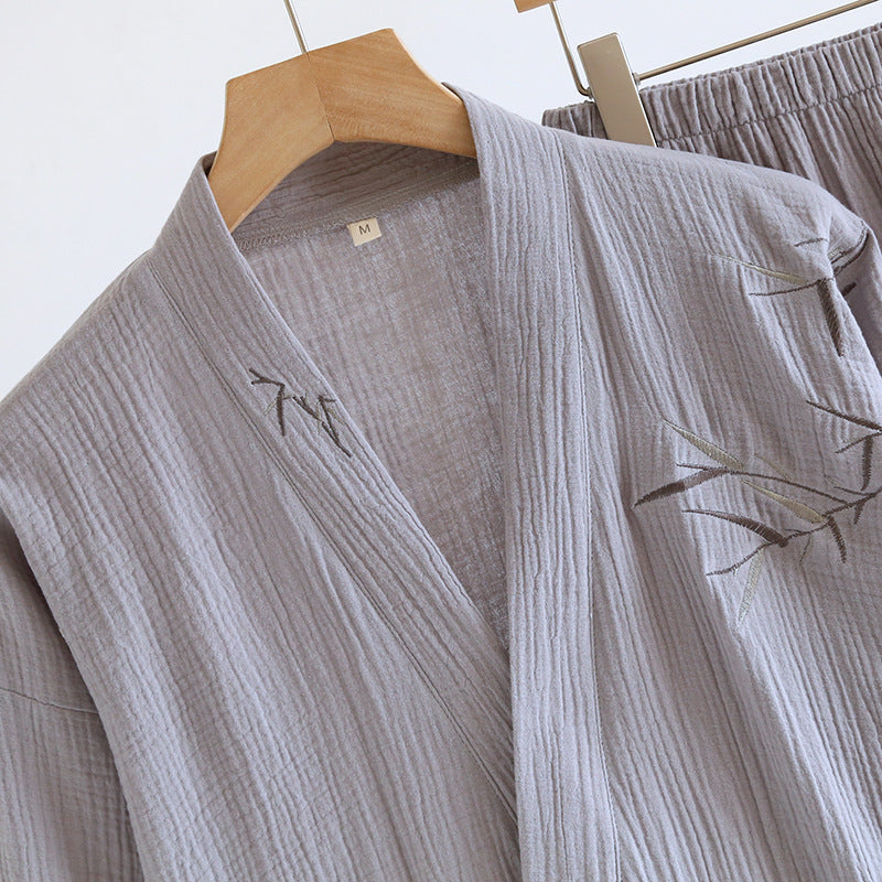 Double-layered Crepe Bamboo-patterned Hanfu Summer Pajamas