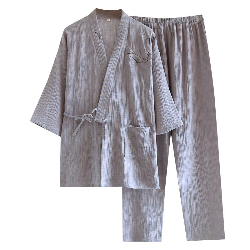 Double-layered Crepe Bamboo-patterned Hanfu Summer Pajamas