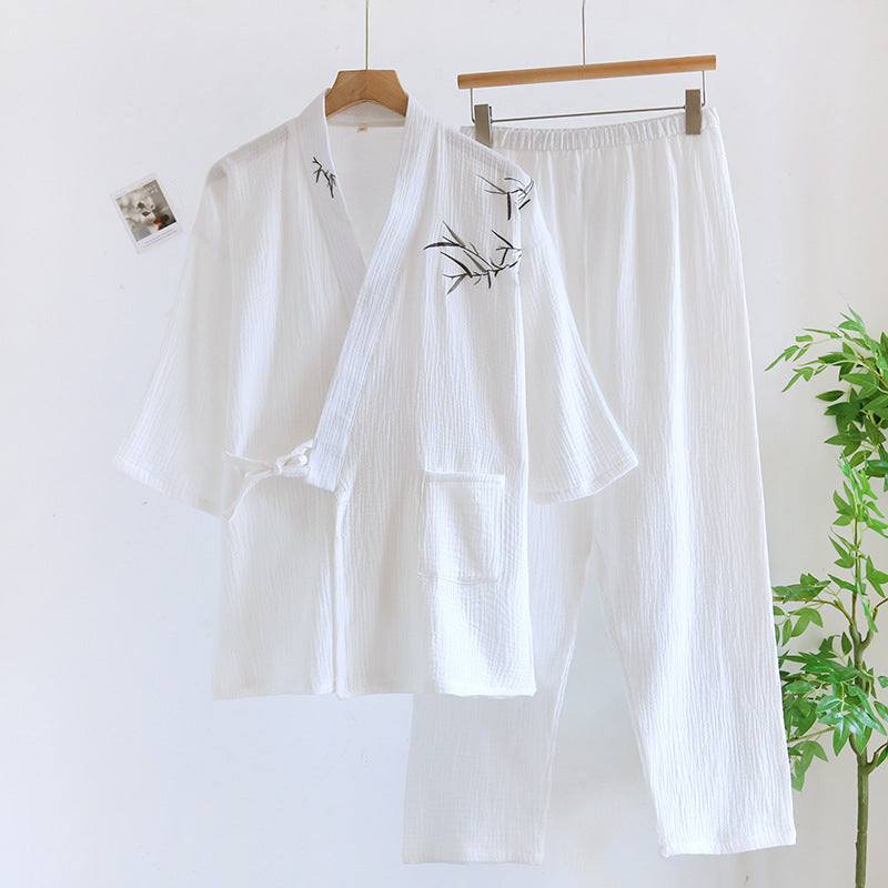 Double-layered Crepe Bamboo-patterned Hanfu Summer Pajamas