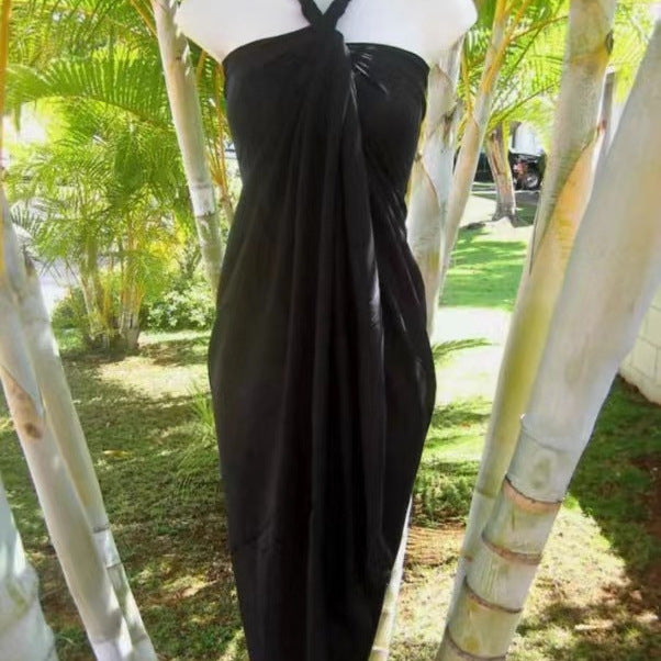 Womens Beach Vacation Chiffon Skirt in Black and White Print