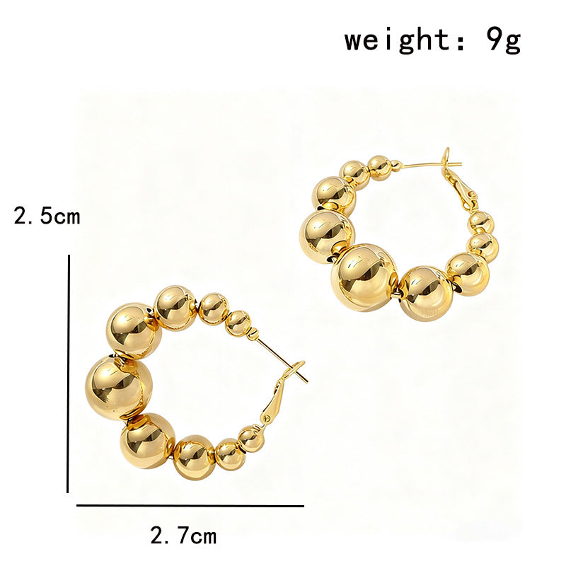 Round Ball Earrings in Gold and Silver - Minimalist Design