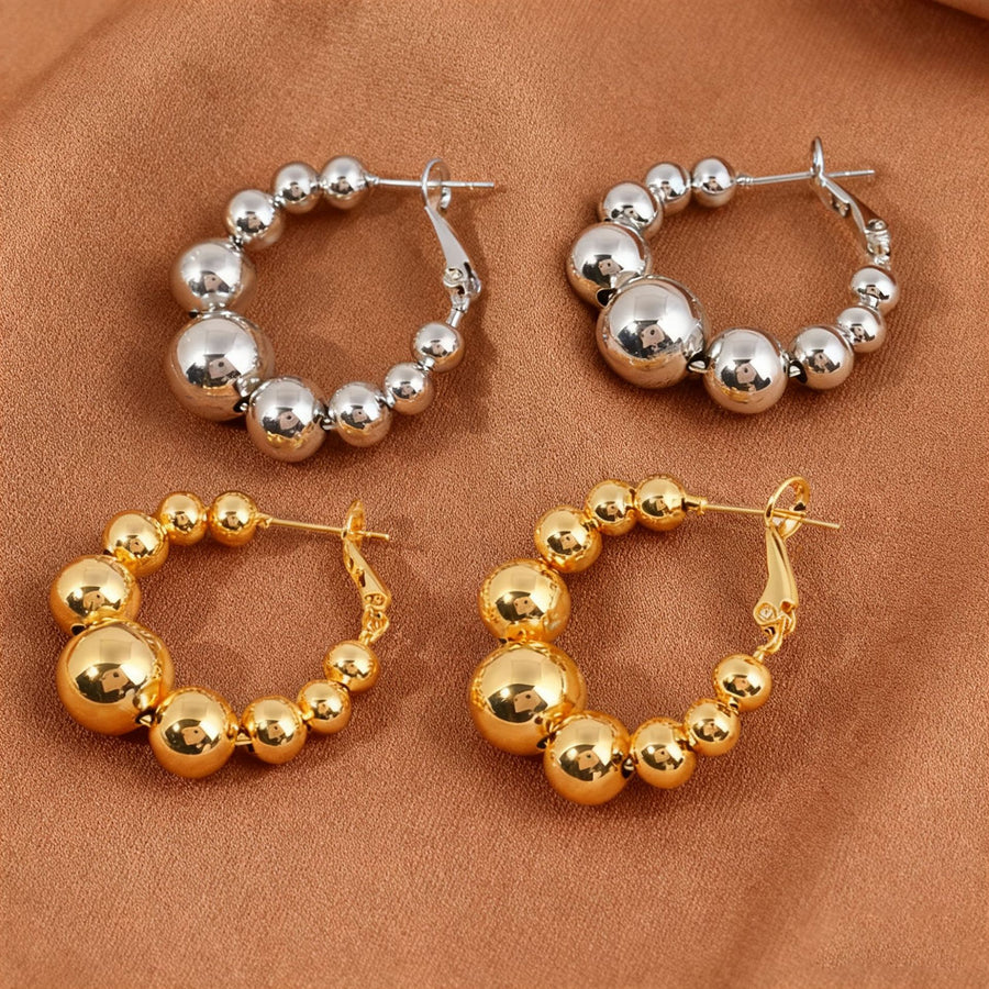 Round Ball Earrings in Gold and Silver - Minimalist Design