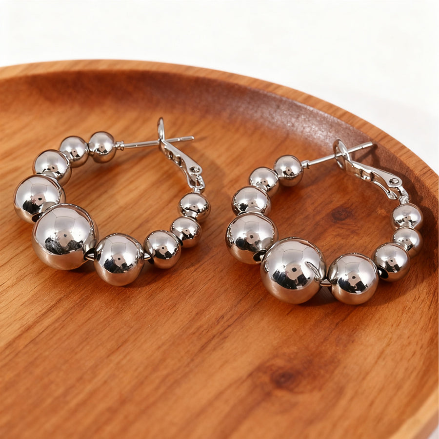 Round Ball Earrings in Gold and Silver - Minimalist Design
