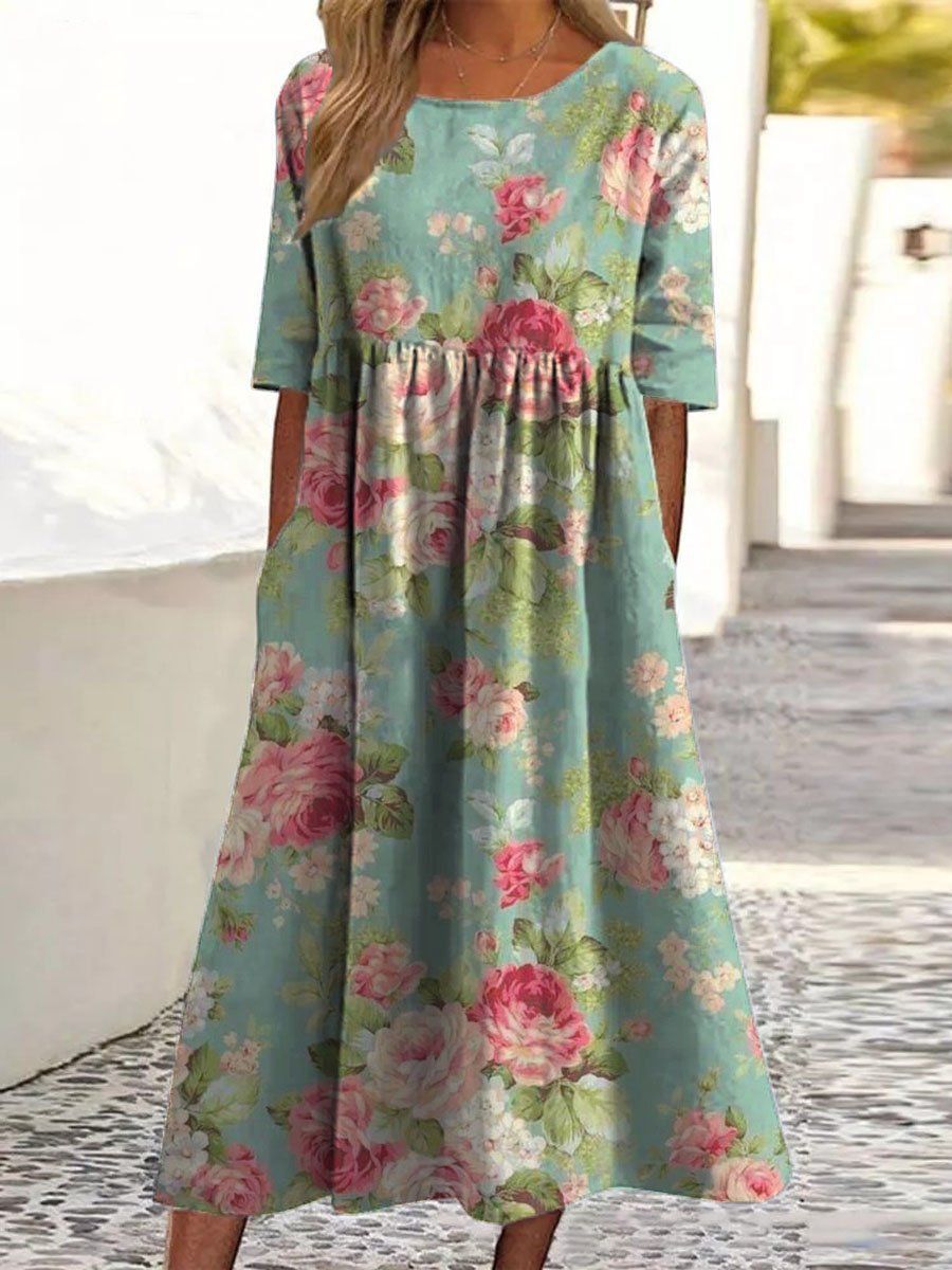 Fashionable Large Wide-cut Women's Dress with Digital Print