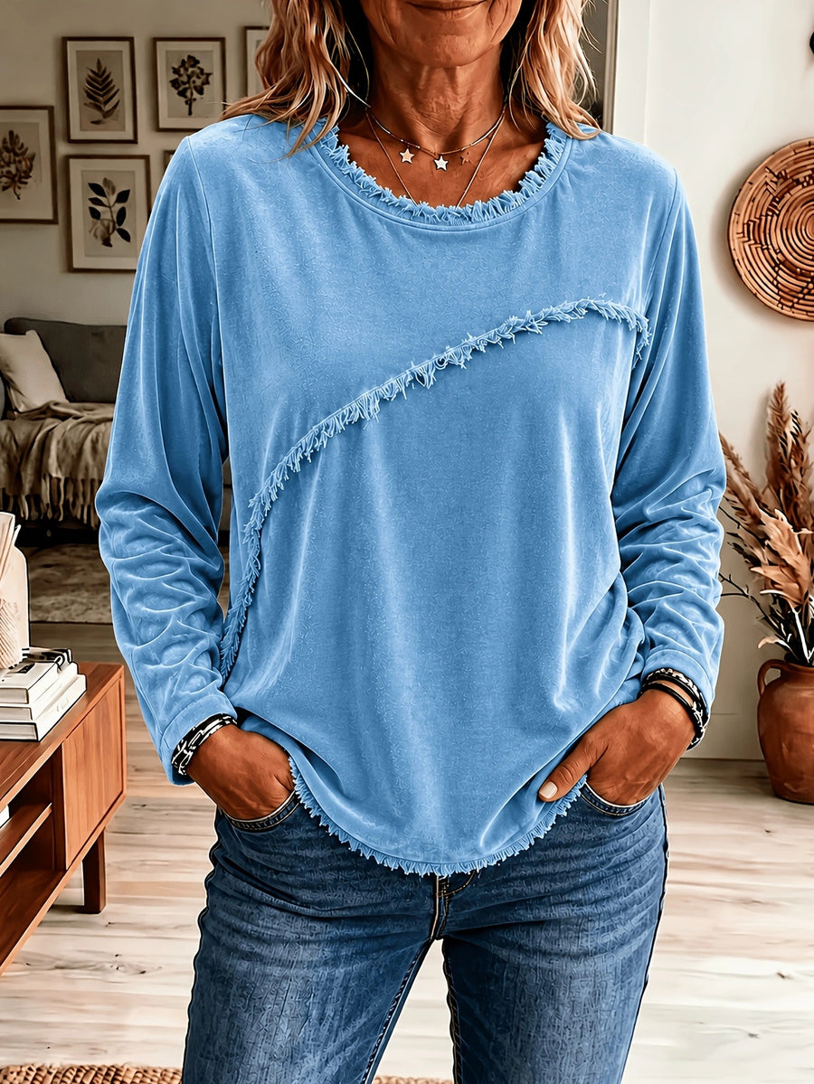 Retro Round-neck Long-sleeve Shirt for Trendy Styles