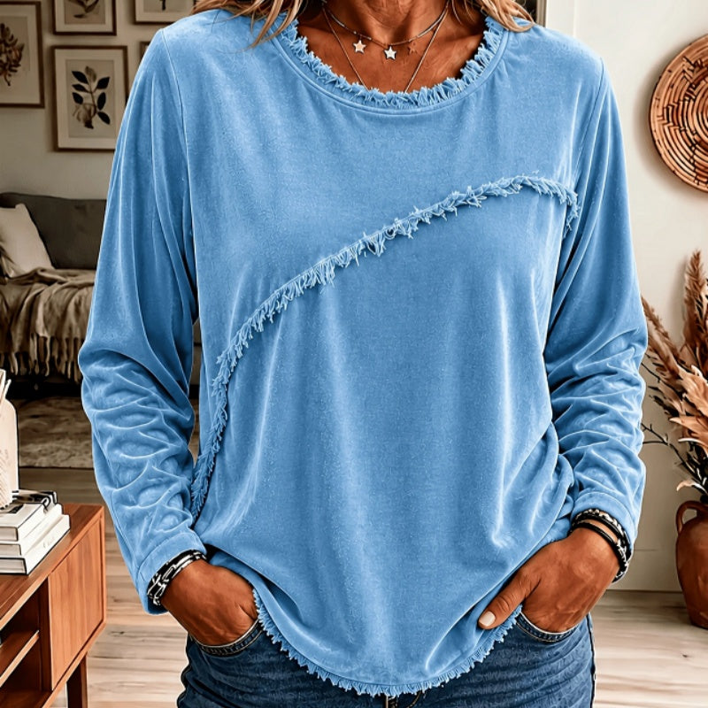 Retro Round-neck Long-sleeve Shirt for Trendy Styles