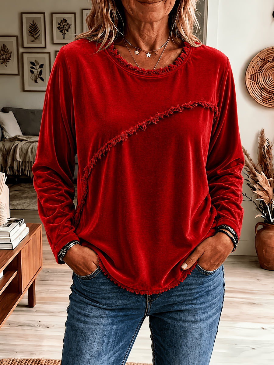 Retro Round-neck Long-sleeve Shirt for Trendy Styles