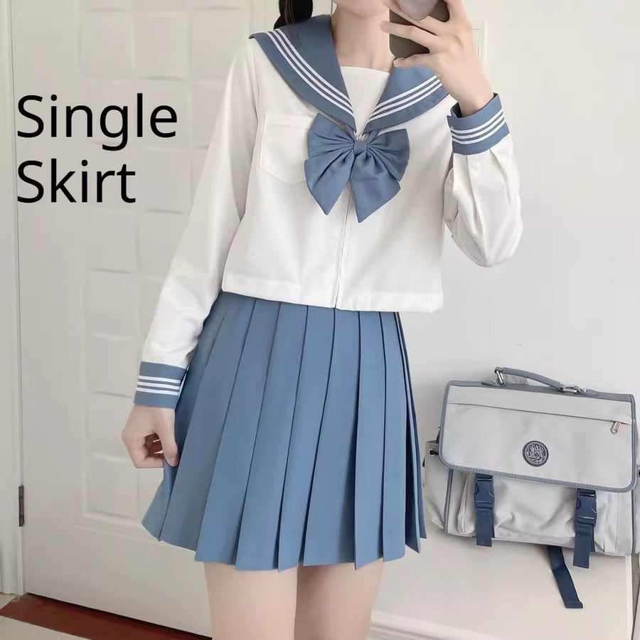 Preppy-style Japanese Three-piece Sailor Suit with Pleated Skirt