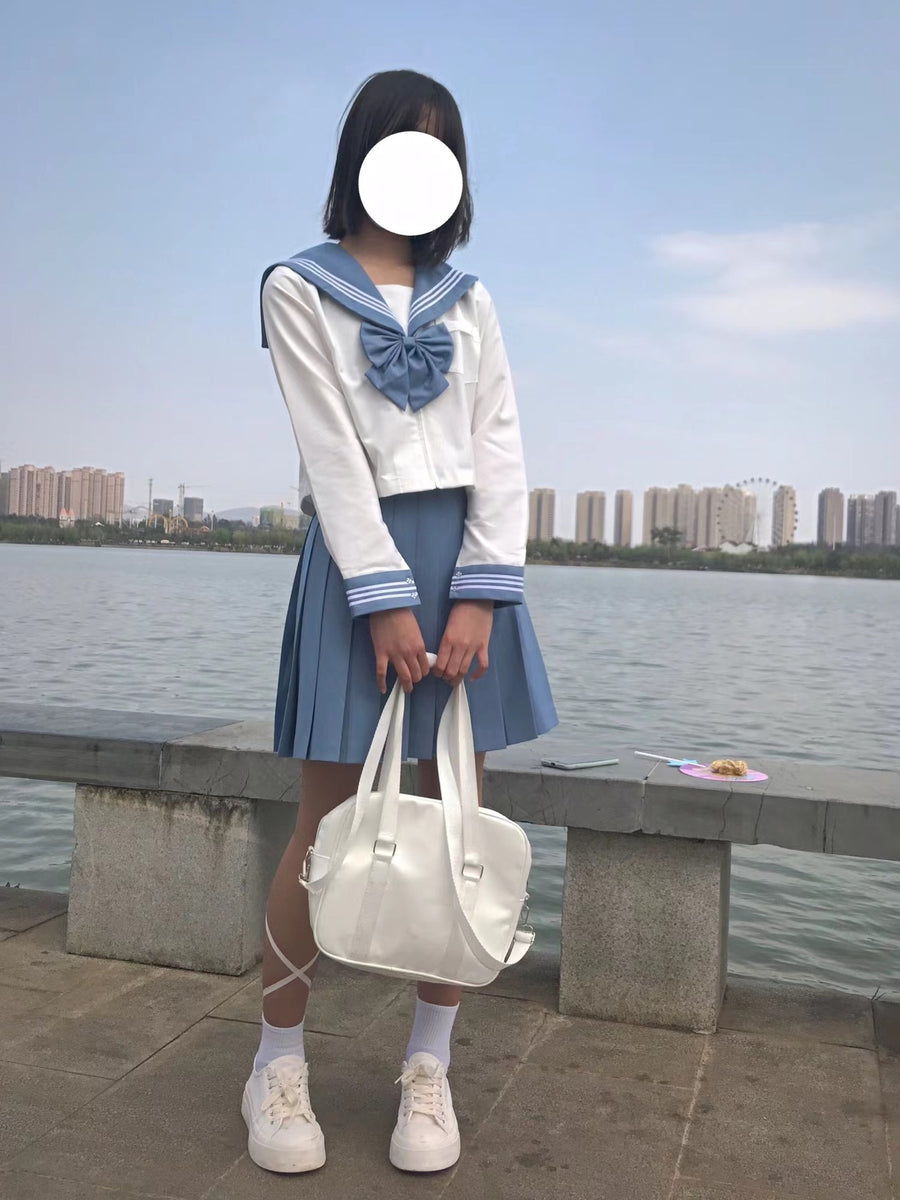 Preppy-style Japanese Three-piece Sailor Suit with Pleated Skirt