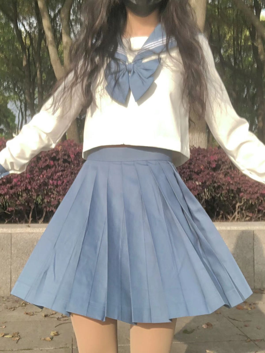 Preppy-style Japanese Three-piece Sailor Suit with Pleated Skirt
