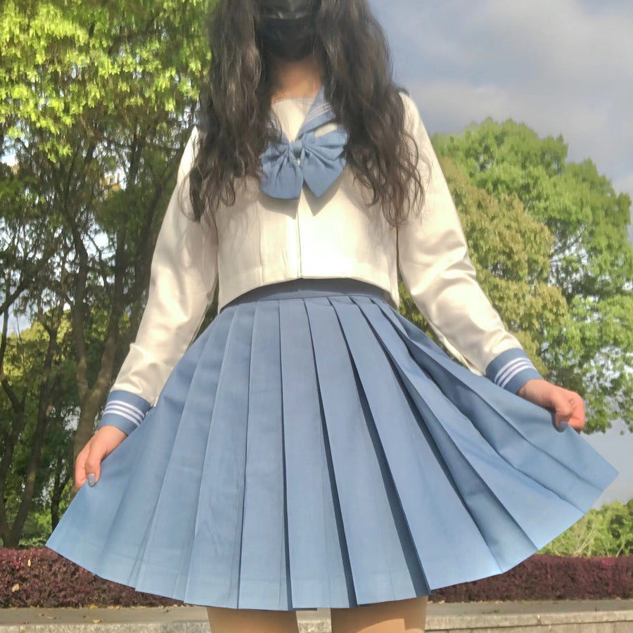 Preppy-style Japanese Three-piece Sailor Suit with Pleated Skirt