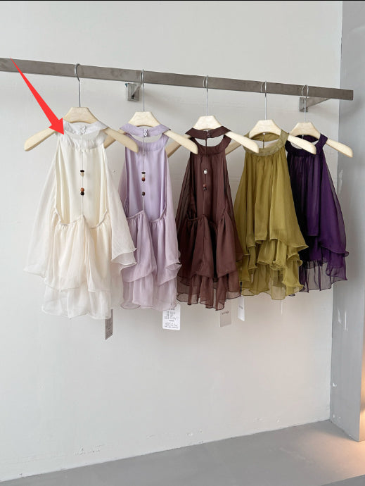 Elegant Solid-color Halter-neck Camisole for Women
