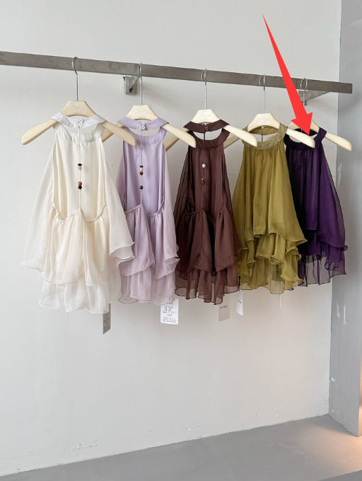 Elegant Solid-color Halter-neck Camisole for Women