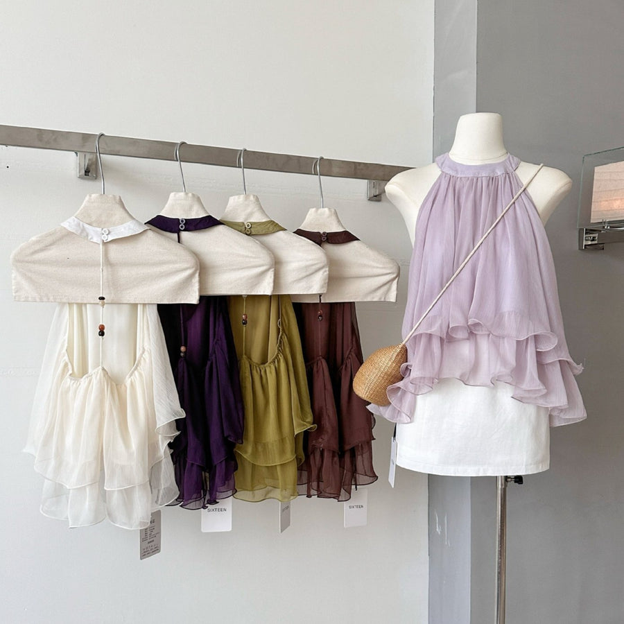 Elegant Solid-color Halter-neck Camisole for Women