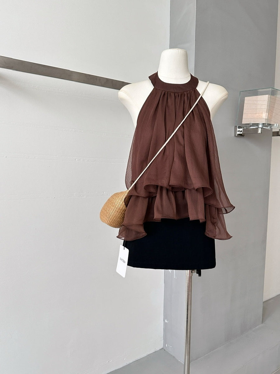 Elegant Solid-color Halter-neck Camisole for Women