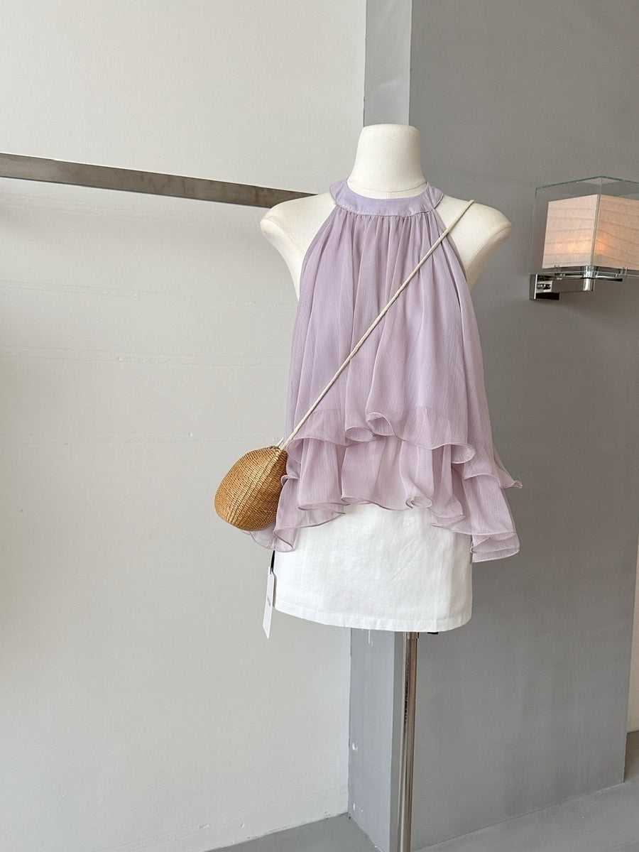 Elegant Solid-color Halter-neck Camisole for Women