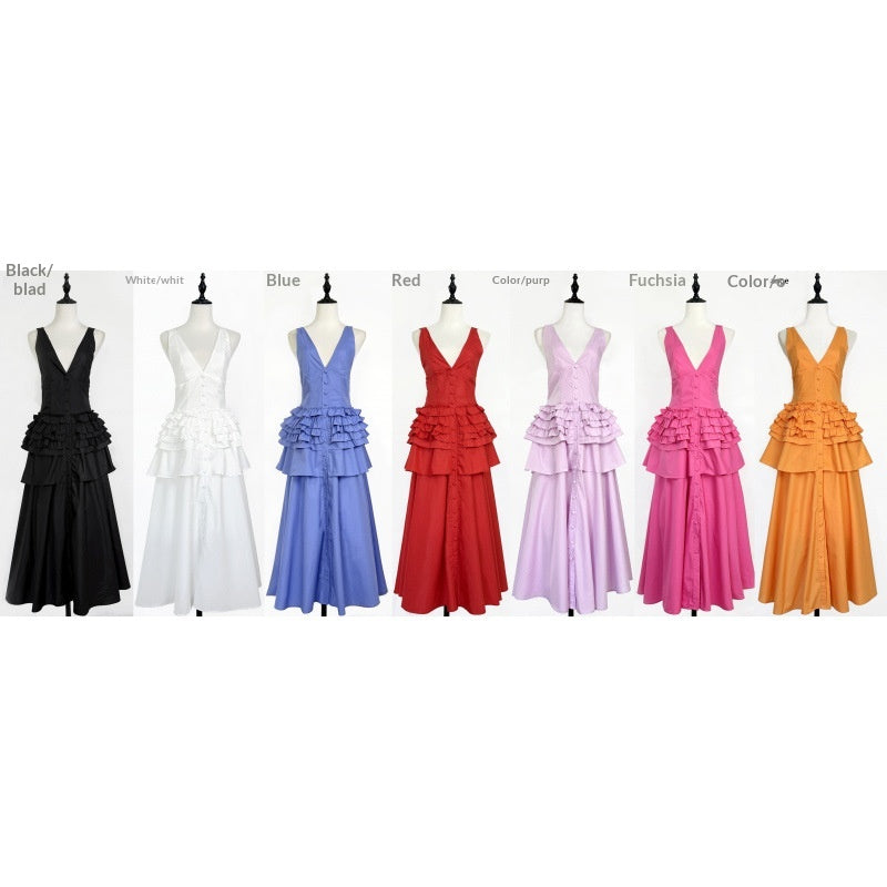 Retro Halter-neck Ruffled Tiered Midi Dress - Stylish Maxi Skirt