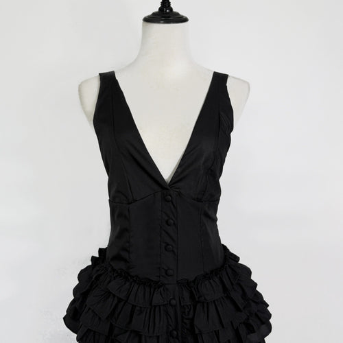 Retro Halter-neck Ruffled Tiered Midi Dress - Stylish Maxi Skirt