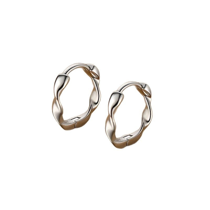 Wavy Twisted Metal Stud Earrings - Minimalist Jewelry for Women
