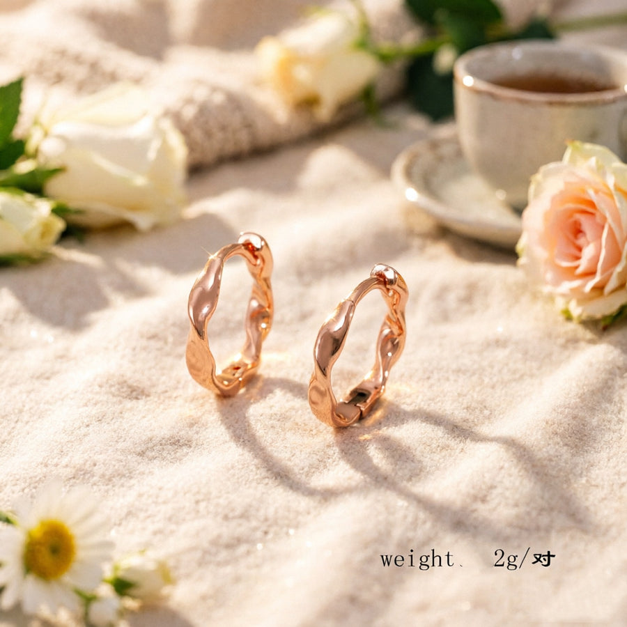Wavy Twisted Metal Stud Earrings - Minimalist Jewelry for Women
