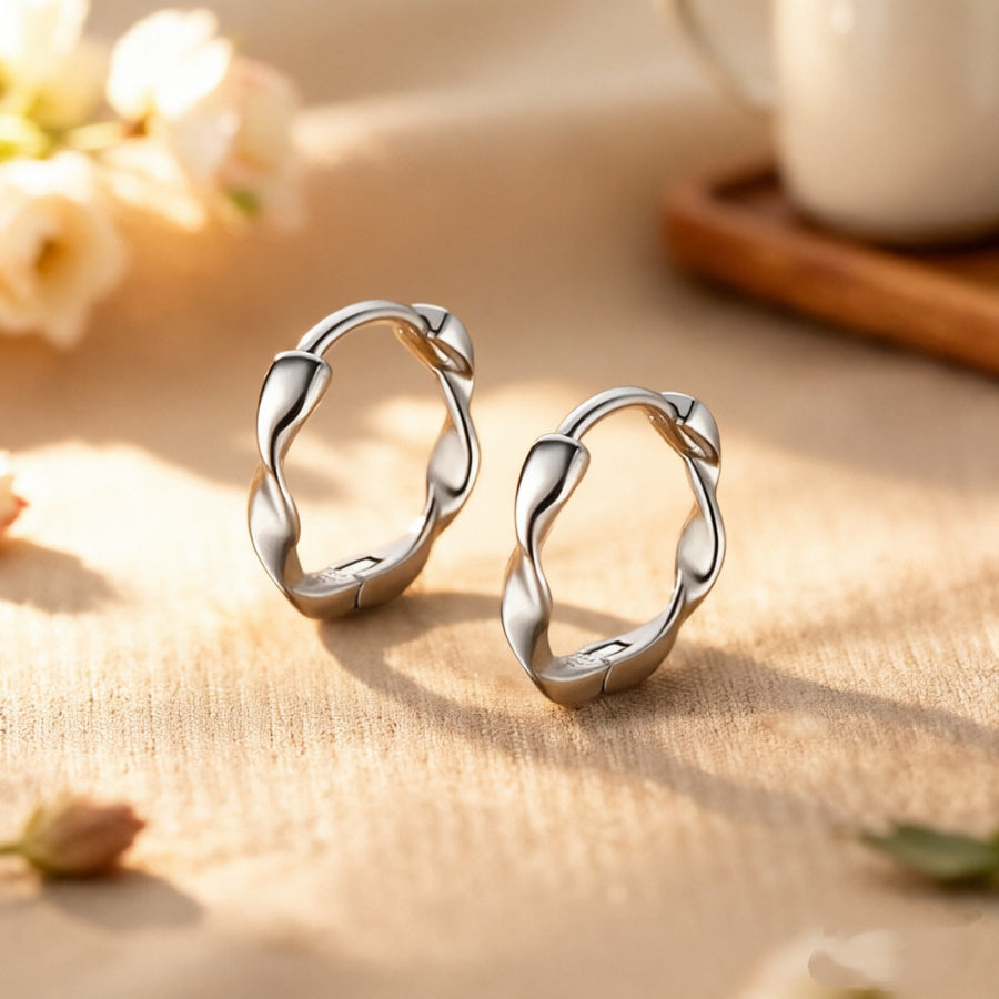Wavy Twisted Metal Stud Earrings - Minimalist Jewelry for Women