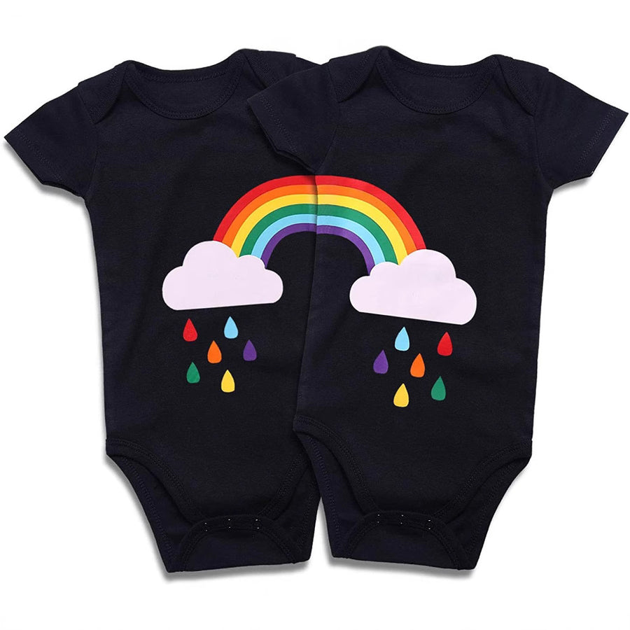 Cotton Baby Onesies 2-Pack - Short Sleeve Bodysuit for Twins
