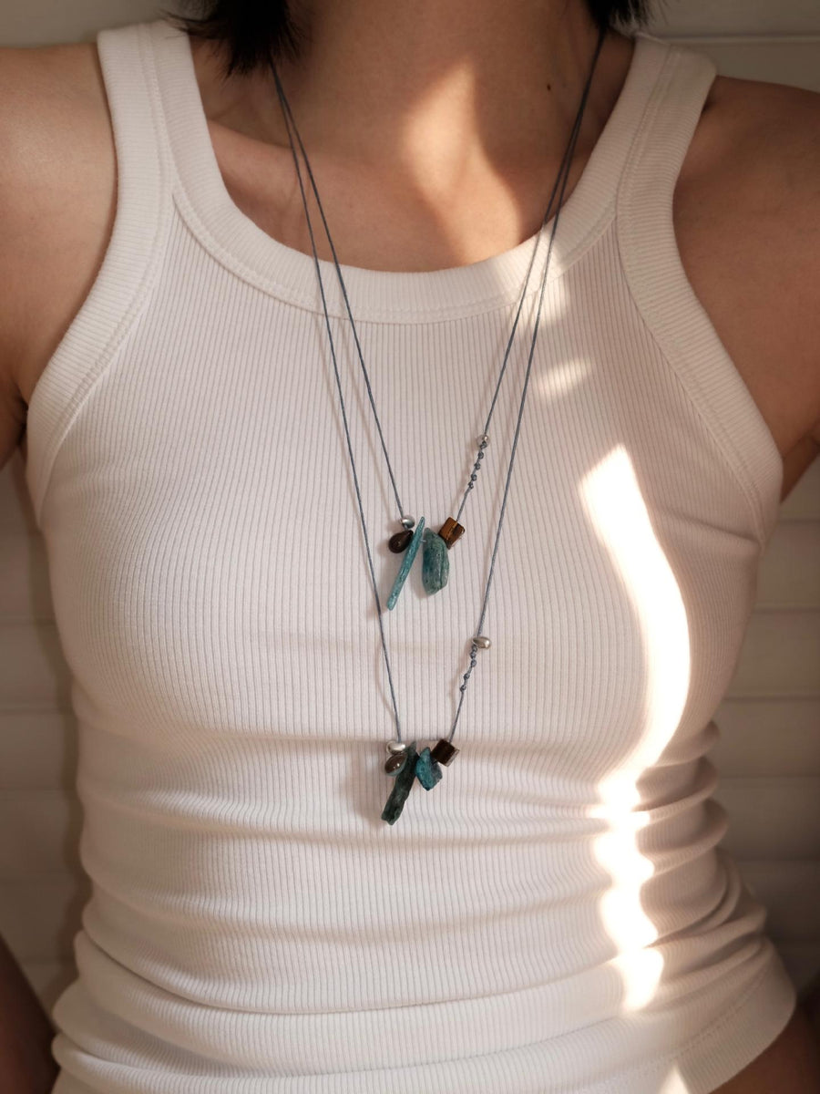 Natural Stone Drawstring Sweater Chain - Elegant Body Chain