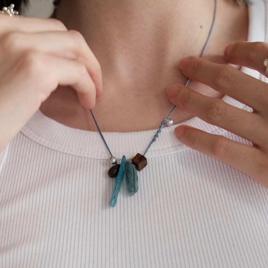 Natural Stone Drawstring Sweater Chain - Elegant Body Chain