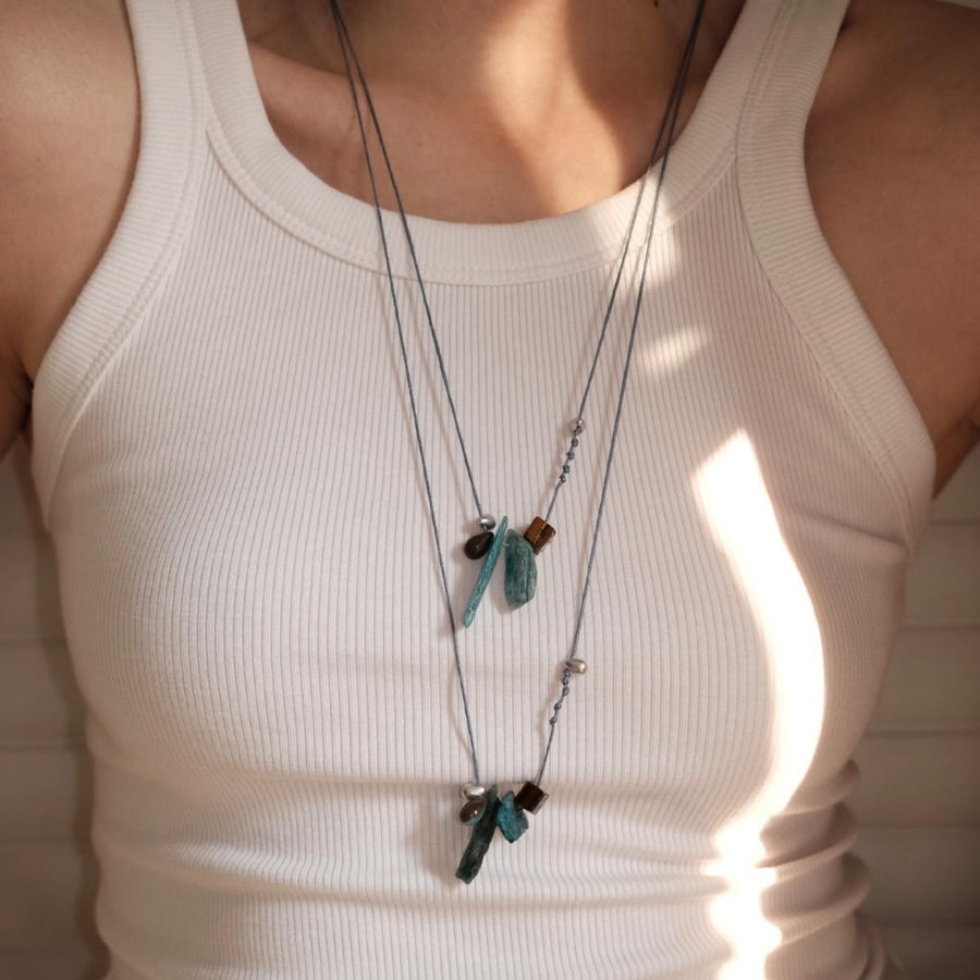 Natural Stone Drawstring Sweater Chain - Elegant Body Chain