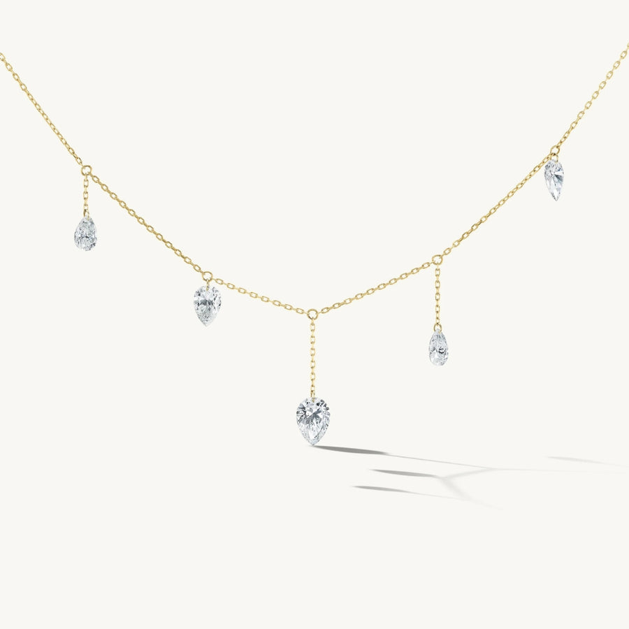 Water-drop Diamond Tassel Multi-stone Necklace