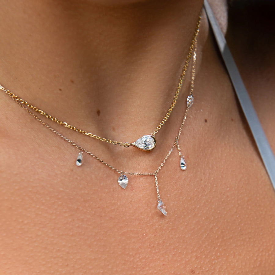 Water-drop Diamond Tassel Multi-stone Necklace