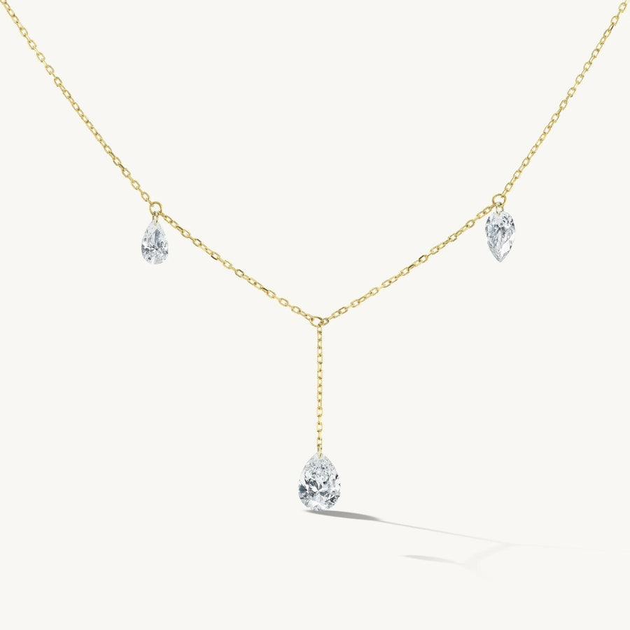 Water-drop Diamond Tassel Multi-stone Necklace