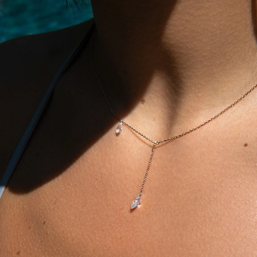 Water-drop Diamond Tassel Multi-stone Necklace
