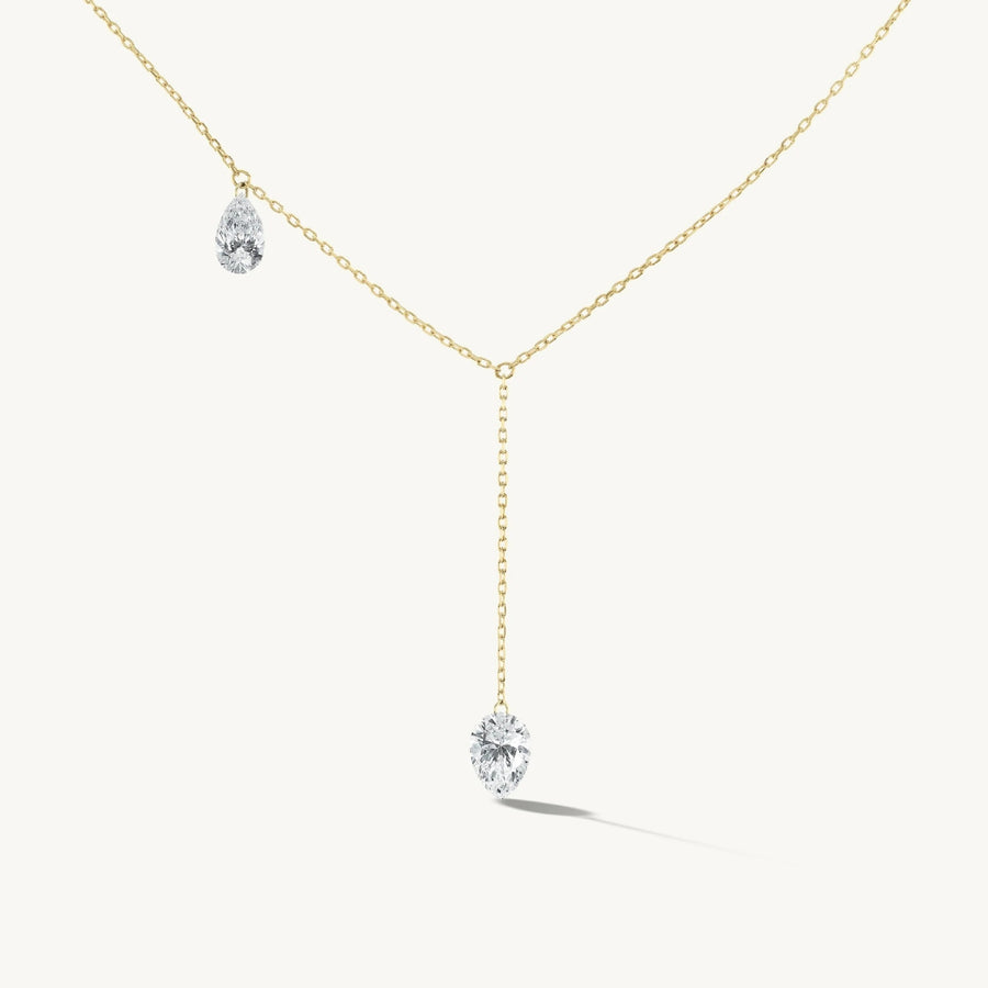 Water-drop Diamond Tassel Multi-stone Necklace