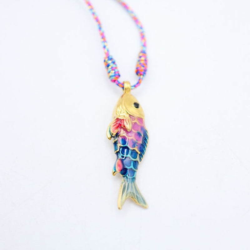 Colorful Rope Ocean Little Fish Pendant Necklace