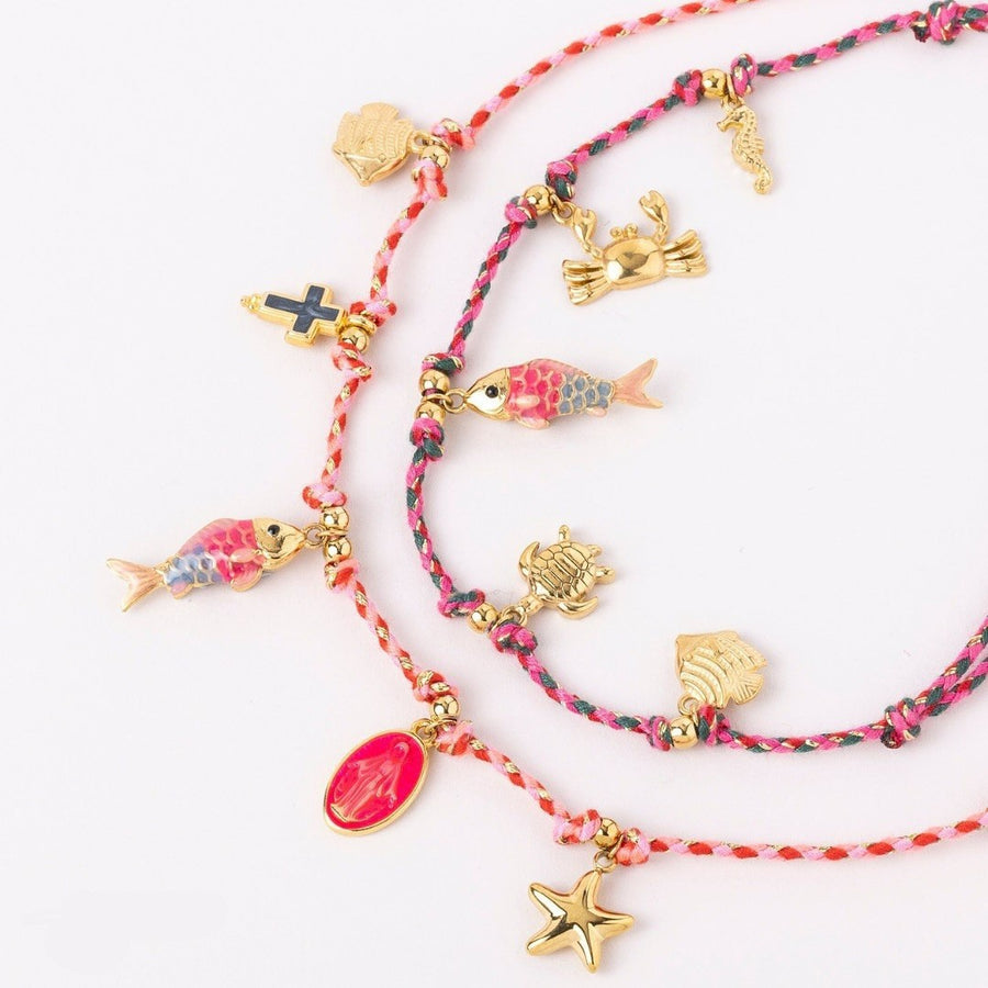 Colorful Rope Ocean Little Fish Pendant Necklace
