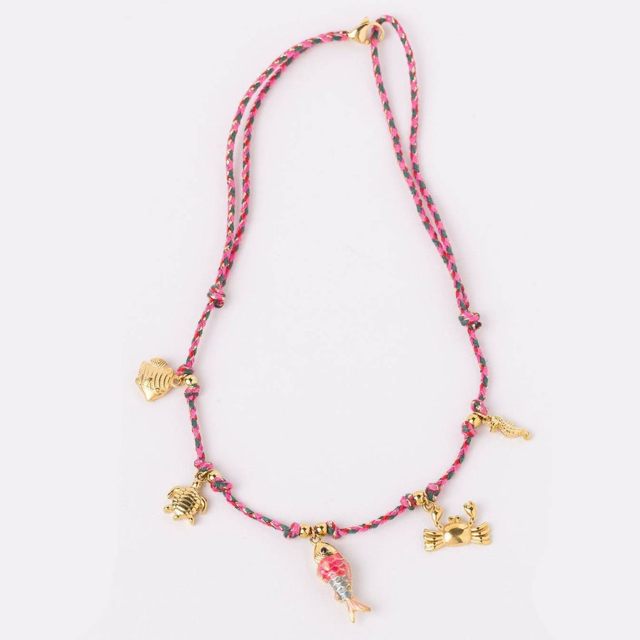 Colorful Rope Ocean Little Fish Pendant Necklace