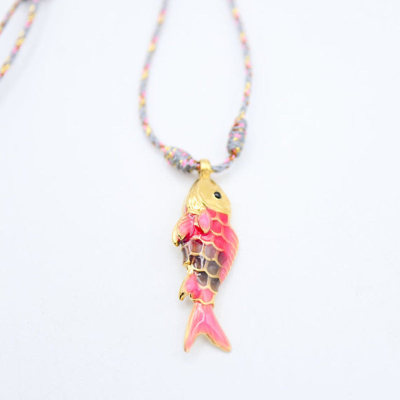 Colorful Rope Ocean Little Fish Pendant Necklace