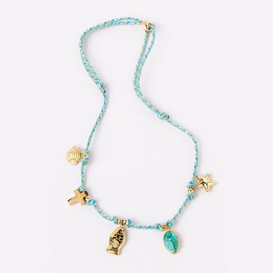 Colorful Rope Ocean Little Fish Pendant Necklace