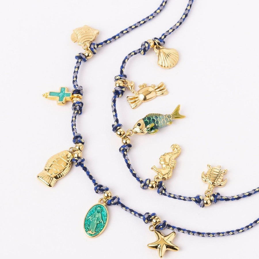 Colorful Rope Ocean Little Fish Pendant Necklace