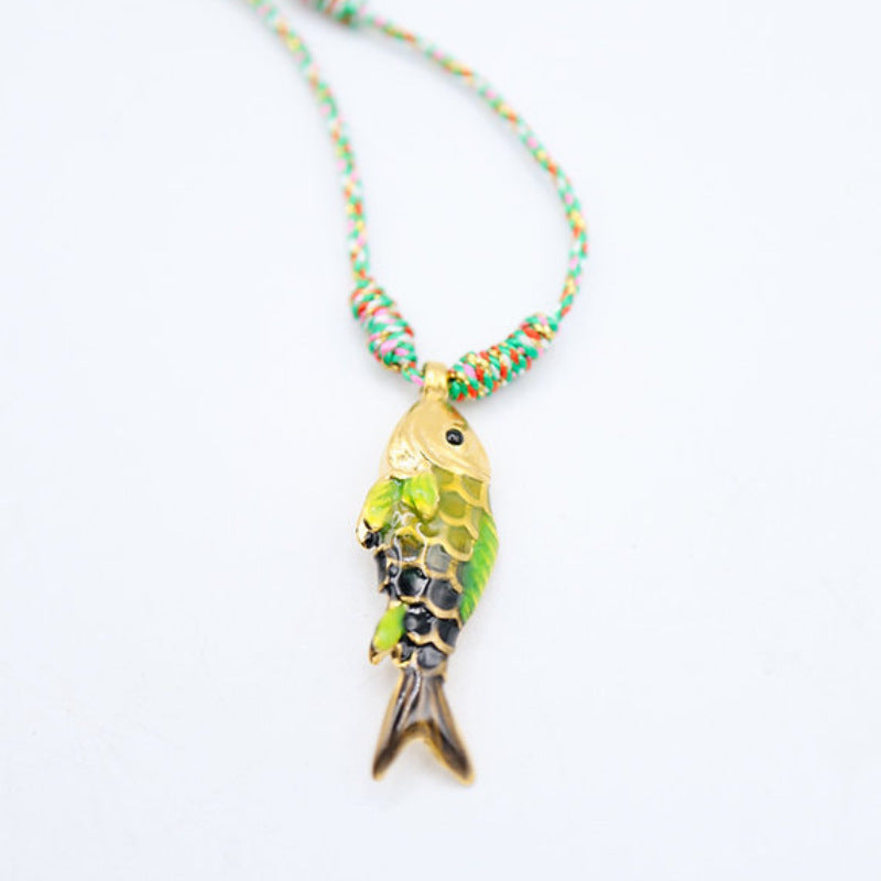 Colorful Rope Ocean Little Fish Pendant Necklace