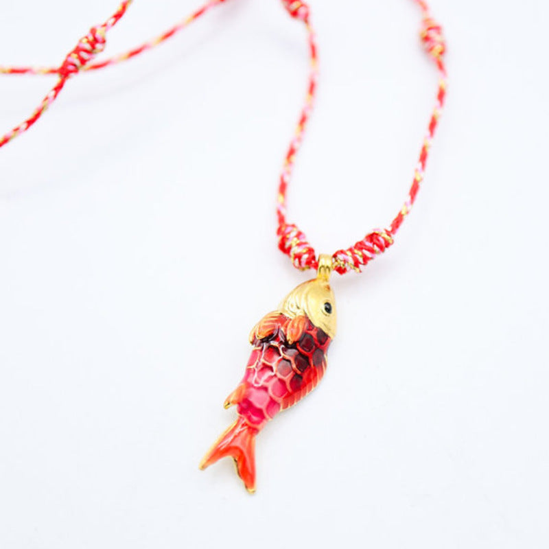 Colorful Rope Ocean Little Fish Pendant Necklace