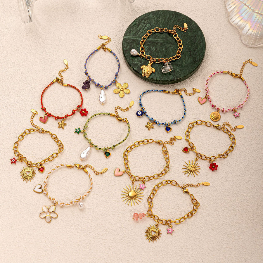 Handmade Colorful Braided Rope Titanium Steel Bracelet for Women
