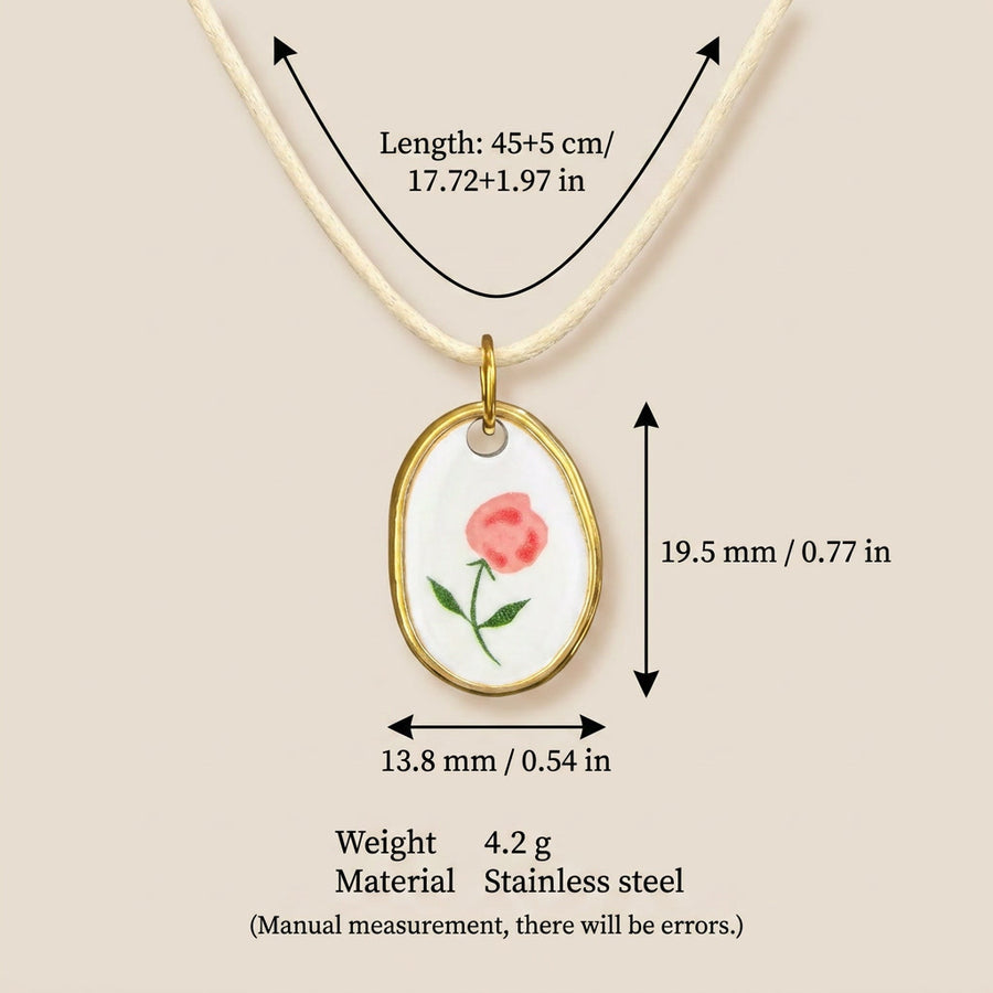Retro-style Rabbit And Floral Print Pendant Necklace