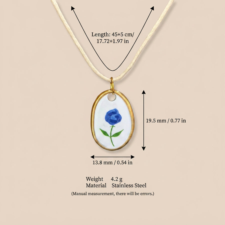 Retro-style Rabbit And Floral Print Pendant Necklace
