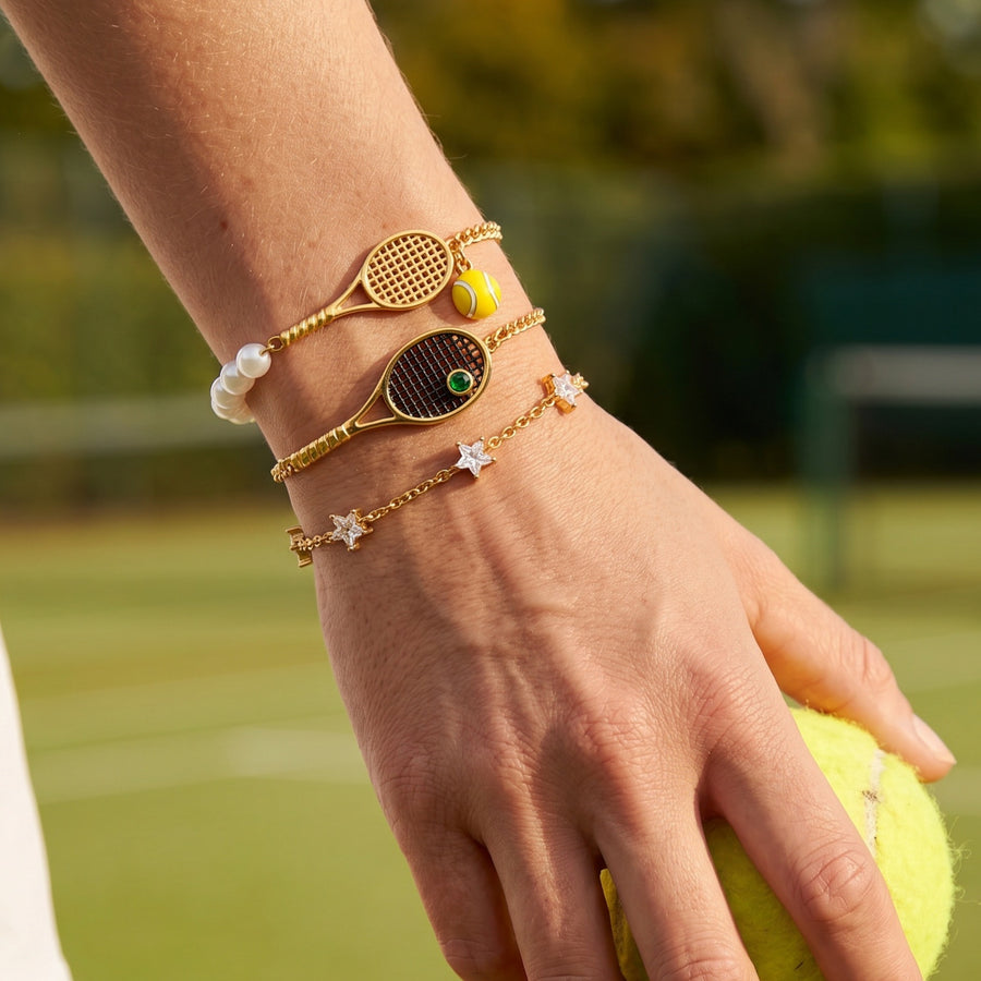 Diamond-Studded Star Racket Bracelet for Elegant Style