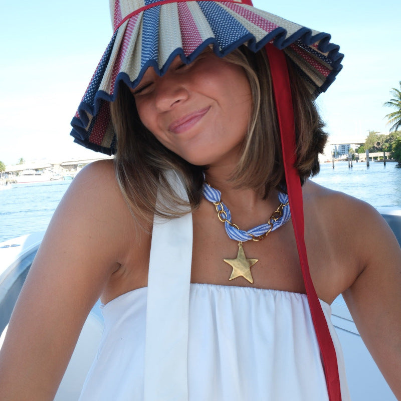 Love-themed Five-pointed Star Pendant Silk Scarf Ribbon Necklace