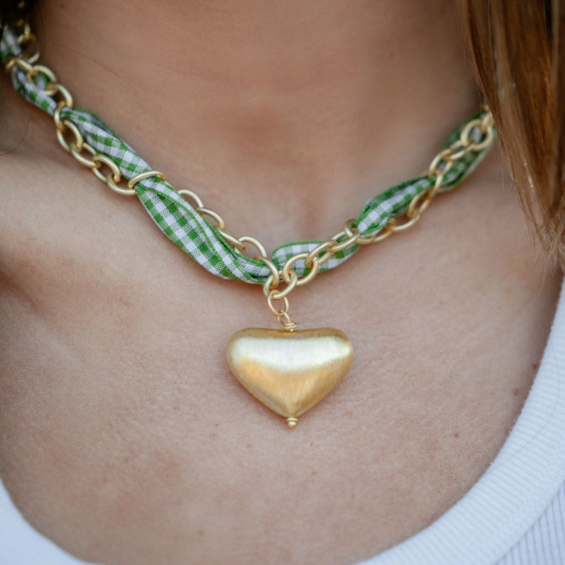 Love-themed Five-pointed Star Pendant Silk Scarf Ribbon Necklace