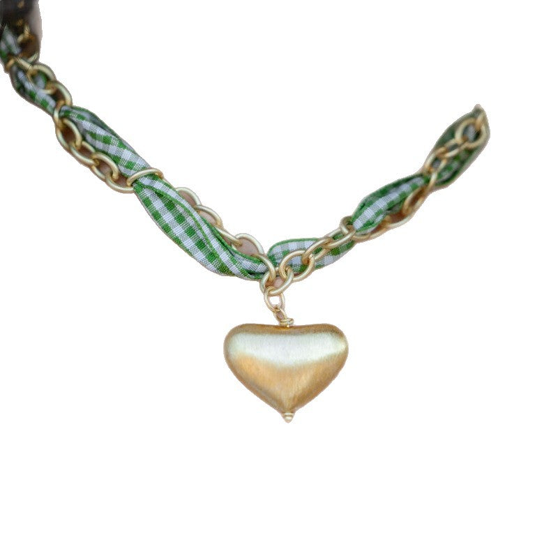 Love-themed Five-pointed Star Pendant Silk Scarf Ribbon Necklace